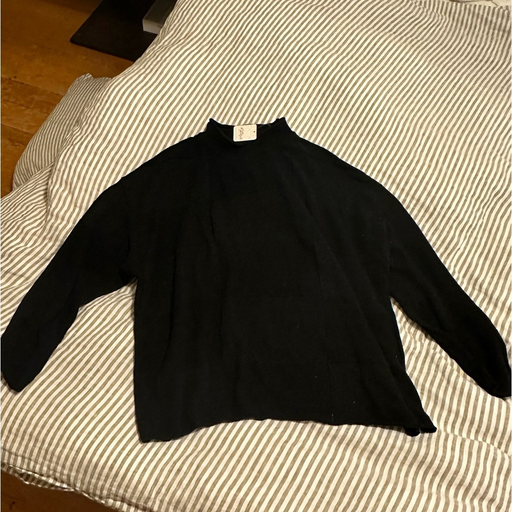 Free People Black Cotton Sweater NEW WITH TAG